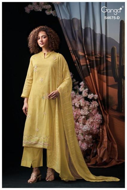 Ganga fashmi 4675 designer code dress material wholesalers